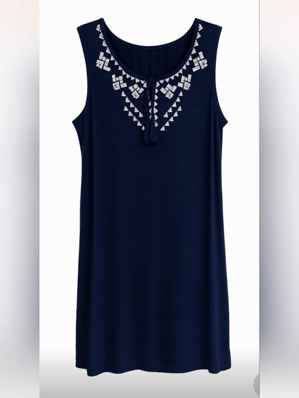 Kim Rogers Women's L Knit Dress NWT Knee Length Sleeveless Navy Casual Harbor